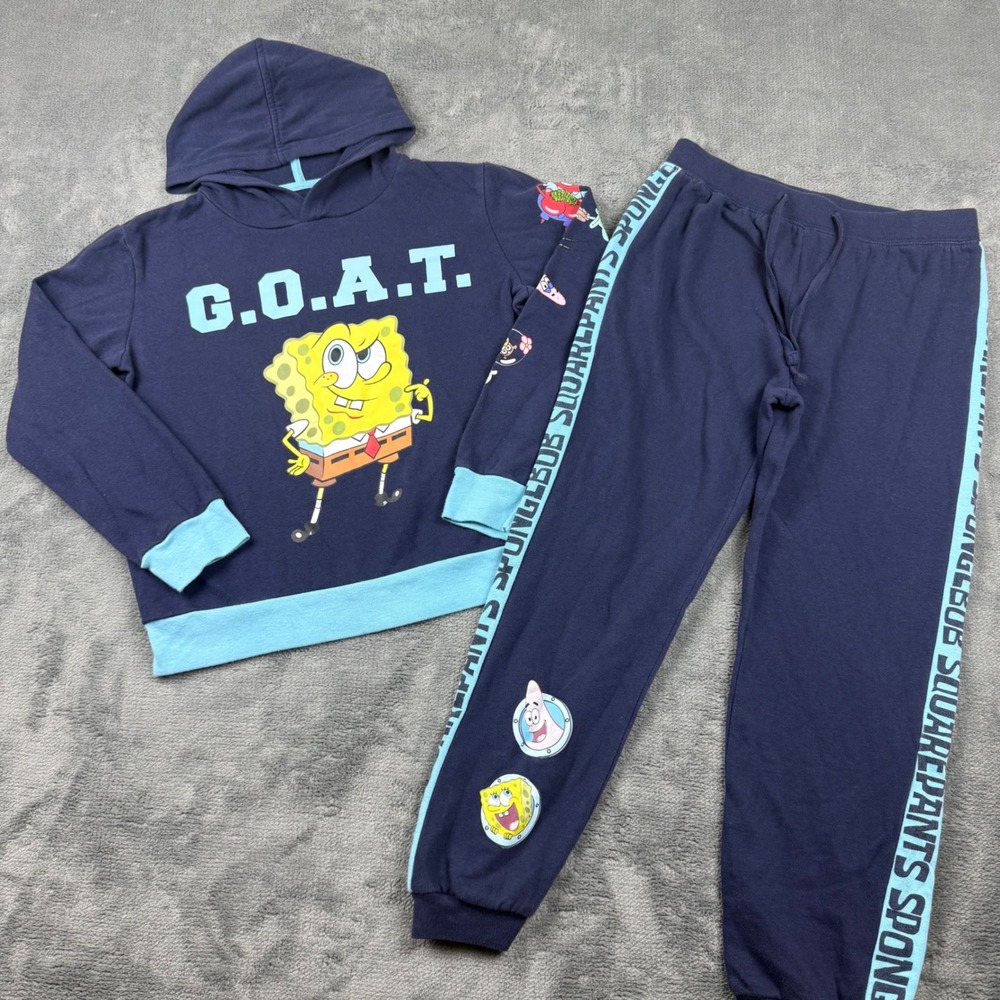Nickelodeon SpongeBob SquarePants GOAT Hoodie Jogger Set Navy Blue Kids 14/16 L